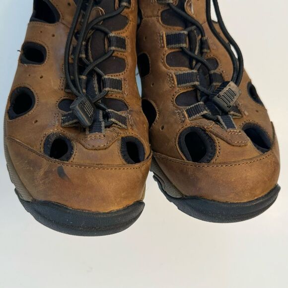 Duluth Trading Co Wild Boar Oiled Leather Sandals Brown 10 Wide 10W Adjustable - Picture 7 of 11